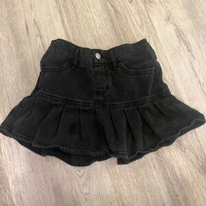 Black Denim Ruffled Skirt